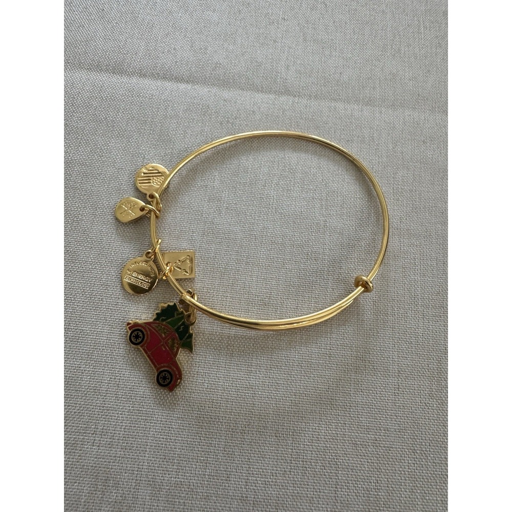 Alex and Ani Christmas Car Charm Bangle in a gold-tone